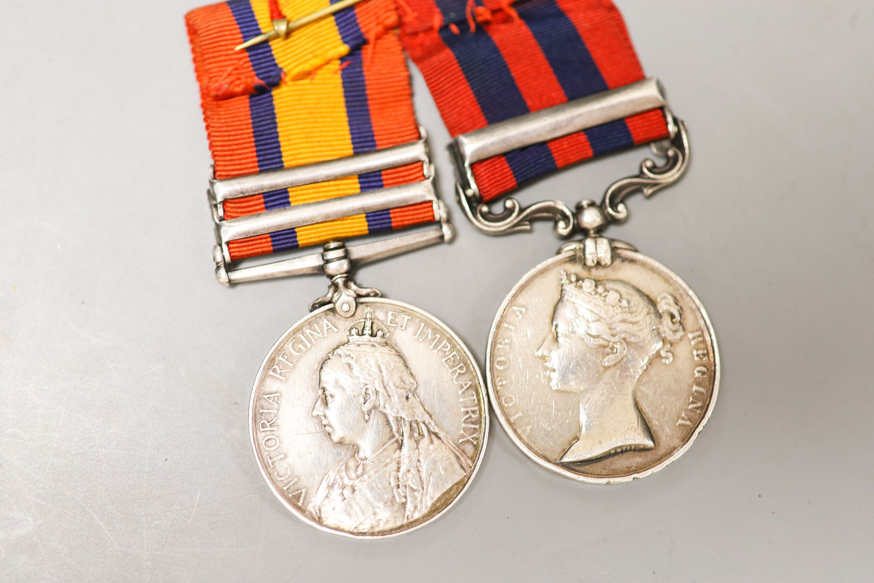 Two Victorian medals, IGSM with Burma clasp and QSA with South Africa and Cape Colony clasps